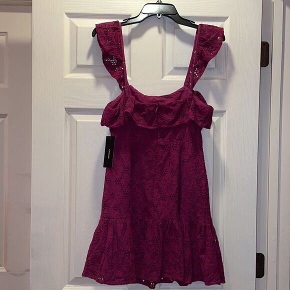 Lulu’s Biscay Magenta Ruffled Eyelet Lace Dress - Picture 8 of 8